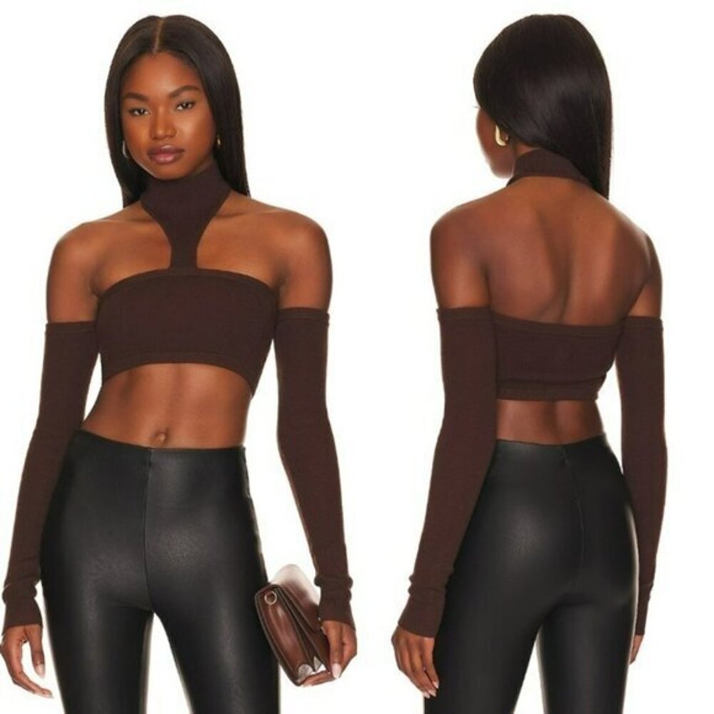 Camila Coelho Genesis Crop Sweater - Chocolate